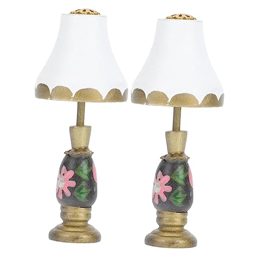 KOMBIUDA 2 Stück Puppenstuben-Tischlampe Akku-Tischlampen Nachttischlampe Ornament wiederaufladbar LED Heats infrotheitzung lampenschirm stehlampe Mini-Stehlampe Mini- -Bodenleuchte Harz von KOMBIUDA