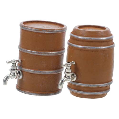 KOMBIUDA 2 Stück Rotweinfass Modell Puppenhaus Bierfass Puppenhaus Dekoration Mini Weinfass Figur Mini Getränkezubehör Feengarten Miniatur Mini Fass Holz Hellbraun von KOMBIUDA