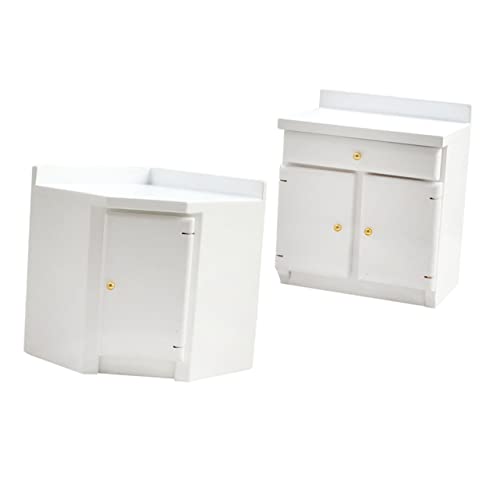KOMBIUDA 2 Stück Simulationsschrank für kindergeschenke eckschrank für eckschränkchen holzmöbel Puppe Mini- Mini-Zubehör Miniaturschrank Möbel Miniatur hölzern Weiß von KOMBIUDA