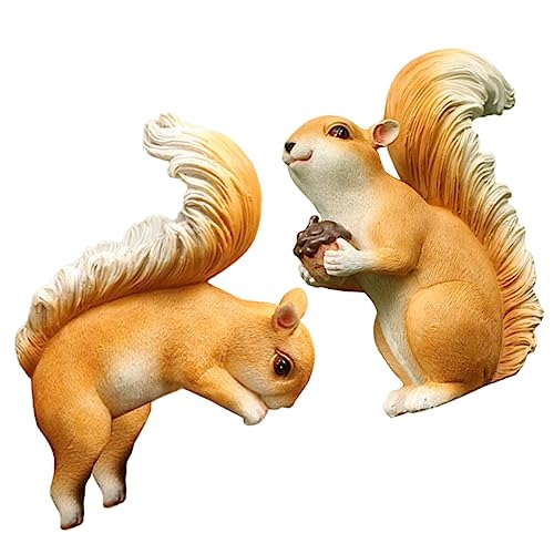 KOMBIUDA 2 Stück Simuliertes Eichhörnchen Gartendekoration Tier Feengarten Eichhörnchen Simulation Eichhörnchen Figur Eichhörnchen Kunstfigur Ornamente Eichel von KOMBIUDA