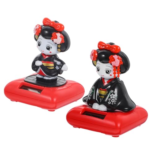 KOMBIUDA 2stücke Solarbetriebenes Autoornament Mit Schüttelndem Kopf Kleine Kimonopuppenfiguren Aus Kimonopuppenstatuen Fürs Auto Kimonopuppendekorationen Für Zuhause von KOMBIUDA