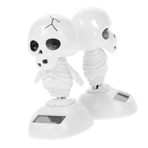 KOMBIUDA 2 Stück Solarbetriebenes Halloween Auto Deko Teilig Wackelnde Skelett und Geisterfigur Bewegliche Solar Wackelfigur für Armaturenbrett Gruselige Halloween Dekoration für Auto und von KOMBIUDA