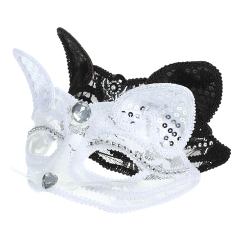 KOMBIUDA 2 Stück Spitze Katze Gesichtsmaske Katzen-outfit Cosplay Dekorative Halloween-katze Für Party Spitzenfuchsmaske Katzenzubehör Katzenmaske Für Frauen Strasssteine von KOMBIUDA