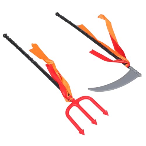 KOMBIUDA 2 Stück Teiliges Halloween Kunststoff-Sense und Teufelsdreizack Langlebige Requisiten für Kostüm Partydeko und Rollenspiele für Erwachsene KOMBIUDA 2 Stück Teiliges Halloween Kunststoff-Sense und Teufelsdreizack Langlebige Requisiten für Kostüm Partydeko und Rollenspiele für Erwachsene von KOMBIUDA