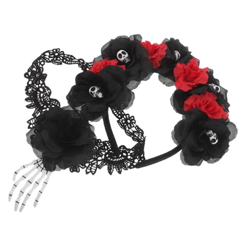 KOMBIUDA 2 Stück Teiliges Halloween Schmuckset für Damen Leichter Schädel-haarreif und Handknochen-halskette Komfortable Auffällige Kostüm-accessoires für Party Cosplay und Gruselige von KOMBIUDA