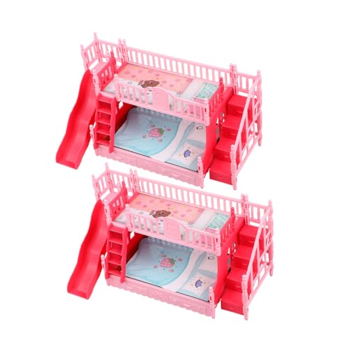 KOMBIUDA 2 Stück Teiliges Miniatur-doppelstockbett mit Leiter und Rutsche Puppenhaus Möbel Kinderzimmer Realistische Puppenbett Dekoration Kompakt Fördert Kreativität und Rollenspiel von KOMBIUDA
