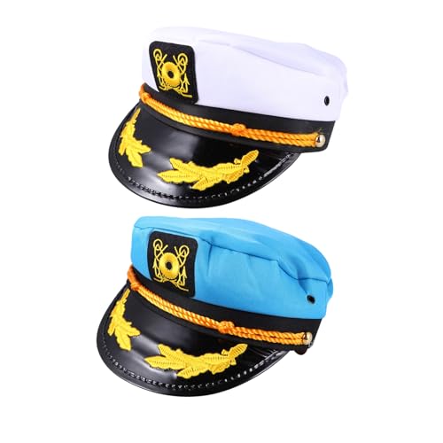 KOMBIUDA 2 Stück Verstellbare Kapitänsmütze Unisex Segler Hut Atmungsaktiv für Karneval Halloween Themenpartys und Nautische Kostüme von KOMBIUDA
