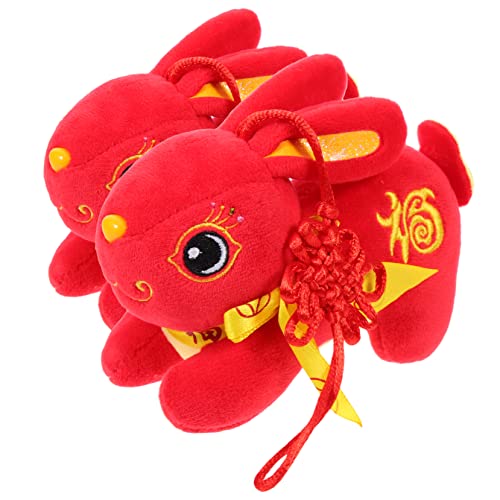 KOMBIUDA 2 Stück kleine Hasenpuppe Zubehör für Babypuppen Figuren Möwe Plüsch kinderzimmerdeko Hasen Kuscheltier Plüsch-Kaninchen-Puppe Kaninchen-Maskottchen-Puppe Polyester rot von KOMBIUDA