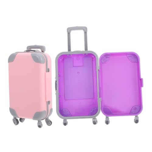 KOMBIUDA 2 Stücke Puppen Reise Koffer Mit Trolley Miniatur Gepäck Für Puppenhaus Mini Koffer Tragbare Puppen Lagerung Fall von KOMBIUDA
