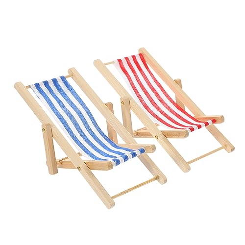 KOMBIUDA 2 Stücke Puppenstubensessel bastelset basteln für Strandliege- klappbare liegestuhl Dollhouse Furniture Mini-Dinge Puppenmöbel Miniaturen Mini-Ornament Holz von KOMBIUDA