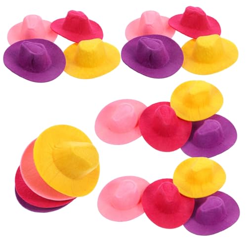 KOMBIUDA 20 Stück Mini-Cowboyhut Cute Accessories weinachtsmützen Dollhouse Accessories ziernieten Hutgröße Unisex-Fischerhut winzig dekorative Minihüte austauschbare Miniaturhüte Stoff von KOMBIUDA