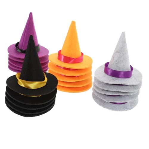 KOMBIUDA 20 Stück Mini-Hut Große Halloween-Dekorationen Hexenhut Hängende Dekoration Kleiner Hexenhut Minipuppenhüte Zum Basteln Winziges Hexenhut-Ornament Mini-hexenhüte Aus Filz Gefühlt von KOMBIUDA