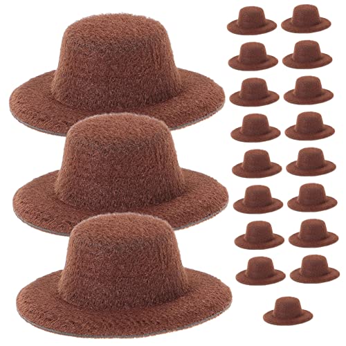 KOMBIUDA 20 Stück Mini-Hut Mini-Puppen Kappe Hüte Mini-hüte Für Puppenhäuser Mini-jazzhut Kleiner Hut Miniatur-Jazz-Hut-Dekoration Kleine Jazzhütchen Stoff Brown von KOMBIUDA