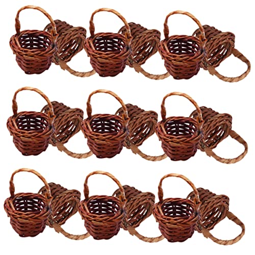 KOMBIUDA 20 Stück Mini Tragbarer Miniatur Geflechtkorb Weideneimerkorb Mini Süßigkeitenkörbe Weidenpicknickkorb Bauernkorb Mädchenkorb Spielzeugbehälter Pflanzenkorb Kleiner von KOMBIUDA