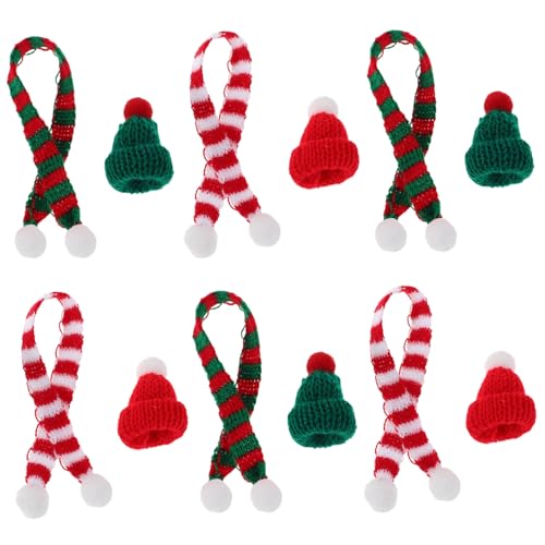KOMBIUDA 20 Stück Mini Weihnachtsmütze und Schal Set Teiliges DIY Weihnachtsdekor für Puppen und Bastelprojekte mit Farbenfrohen Mützen und Schals für Festliche Anlässe und Kreative von KOMBIUDA