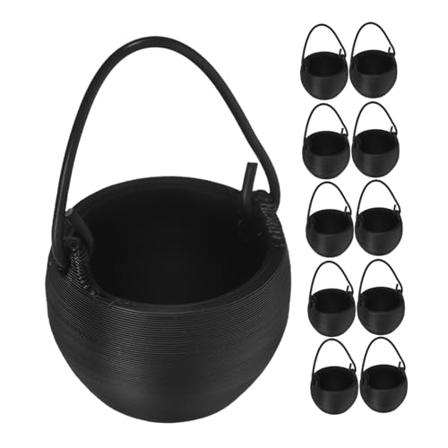 KOMBIUDA 20 Stück Mini aus Kunststoff Kleine Halloween Cauldrons mit Henkel Kompakt und Leicht für Partydeko Outdoor Camping und Gruselige Hausaccessoires von KOMBIUDA