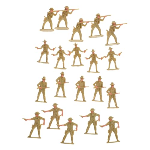 KOMBIUDA 20 Stück Miniatur-Charakterspielzeuge Miniaturfigur westliches Modell Cowboy- Cowboy- Figuren gefälschtes menschliches Modell Western-Cowboy-Figur Plastik Light Brown von KOMBIUDA