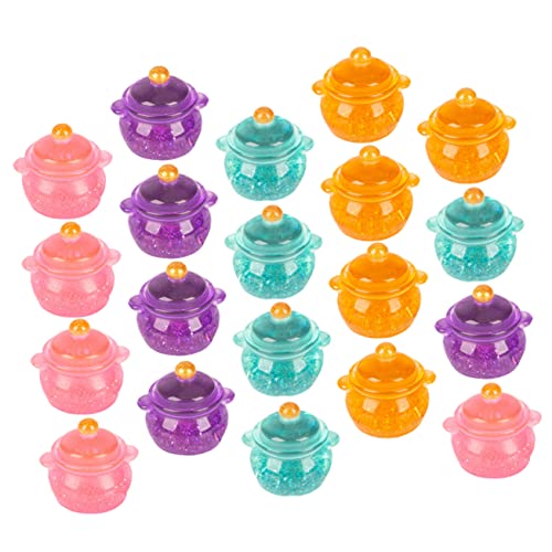 KOMBIUDA 20 Stück Pailletten Kochtopf Spielzeughaus Simulationstöpfe Dekorative Mini Kochgeschirre Miniaturtöpfe Miniatur Dekorative Herde Mini Puppentopf Harz von KOMBIUDA