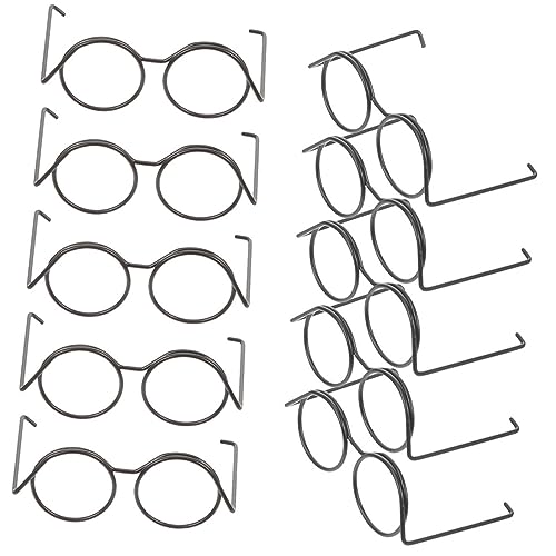 KOMBIUDA 20 Stück Puppe Mini-Brille Aus Metall Minibrille Für Puppen Mini-Puppen Miniaturaugen Zum Basteln Puppenbrille Miniaturen Mädchen Puppe Puppe Deko-Puppe Figur Black von KOMBIUDA