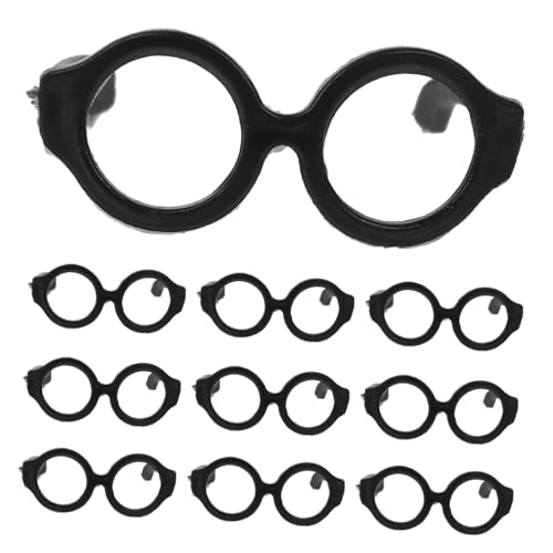 KOMBIUDA 20 Stück Puppenbrille Puppenzubehör Brillen Zum Anziehen Der Puppe Miniatur-Brillen-Requisiten Brillenrequisiten Zum Anziehen Dekorative Glasdekore Puppe Mini-Brille Plastik Black von KOMBIUDA