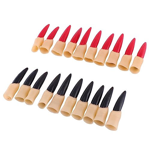 KOMBIUDA 20 Stück Teiliges Halloween Fake Nails Rote und Schwarze Hexenfingernägel aus Flexiblem Gummi Lange Krallen Gruseliges Design für Kostüm und Party Passend für Altersgruppen von KOMBIUDA