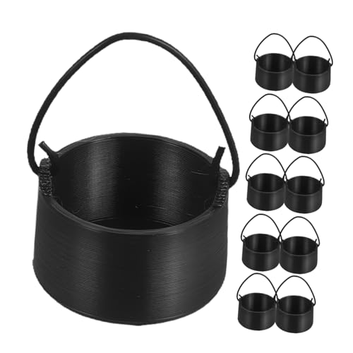 KOMBIUDA 20 Stück Teiliges Mini aus Kunststoff mit Griff Schwarzer Halloween Dekoration und Aufbewahrung Tragbar für Party Zauberer Accessoire Vielseitig für Süßigkeiten und Bastelbedarf von KOMBIUDA