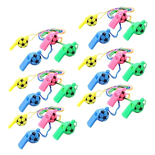 KOMBIUDA 24 Stück Fußball Pfeife Trainingspfeife Fußball-partygeschenke Spiele Pfeifen Für Das Fußballtraining Zugpfeife Pfeifen Mit Lanyard Glocken Schiedsrichter Pfeifen Plastik von KOMBIUDA
