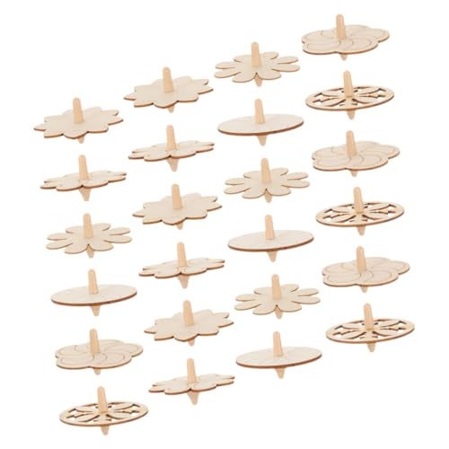 KOMBIUDA 24 Stück Teiliges Holz Gyro Bastelset zum Bemalen Kreative DIY Drehspielzeuge für Robuste Holzmaterialien Schnelle Drehung Hand Auge Koordination für Jungen und Mädchen von KOMBIUDA