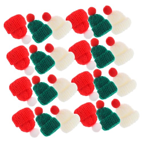 KOMBIUDA 24 Stück Wollmütze Cute Decor weihnachtsbasteln Christmas Accessories kleine Strickmützen kleine Beanie-Mützen winzig Hutschmuck Accessoires zur Herstellung von Kopfschmuck Garn von KOMBIUDA