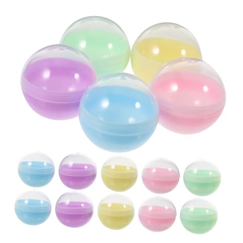 KOMBIUDA 25 Stück Teiliges Halbtransparente Runde Vending kapseln in Macaronfarben für Kinderparty DIY Basteln Nachfüllbare Kunststoffkugeln für Spielzeugautomaten und von KOMBIUDA