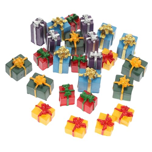 KOMBIUDA 25 Stück Teiliges Miniatur Geschenkbox für Puppenhaus Hochwertige Harz Dekoration Rot Gelb Grün und Blau für Weihnachtsdeko und DIY Projekte von KOMBIUDA