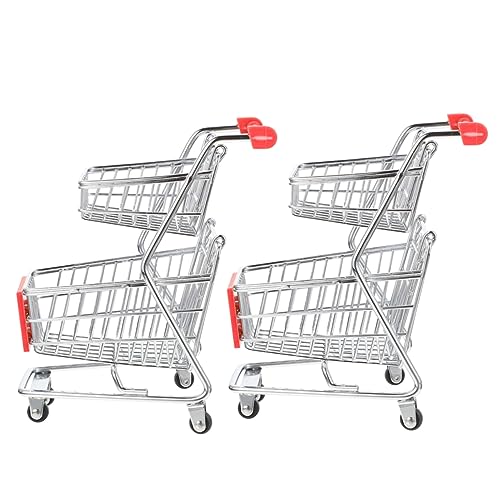 KOMBIUDA 2St Mini-Einkaufswagen Puppenwagen Spielzeug-Einkaufswagen Wohnkultur Kinderspielzeug Spielzeuge Modelle Mini-Supermarktwagen Desktop-Dekor Doppelschicht schmücken von KOMBIUDA