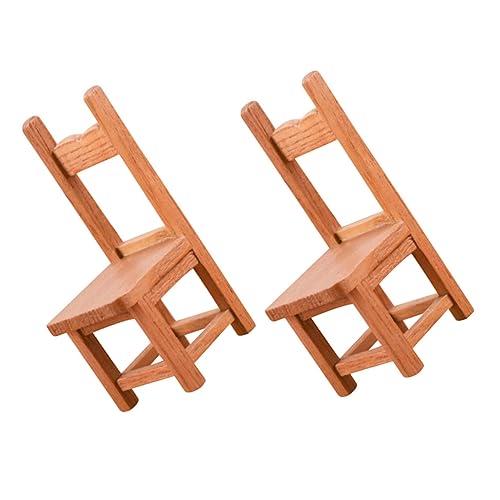 KOMBIUDA 2St Stuhl Mini-Spielhausmöbel Holzmöbel Puppenhaus aus Holz Modelle Miniatur-Hausdekor Miniatur-Hausstühle Holzfarbe schmücken Lieferungen Spielzeugzimmer Individuell Dekorationen von KOMBIUDA