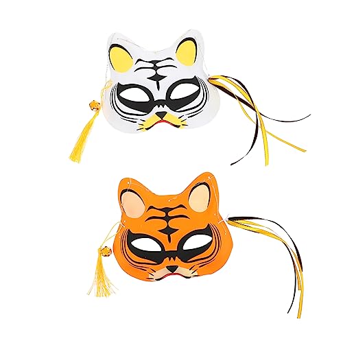 KOMBIUDA 2St Tiger Maske Halloween-Fuchsmasken Halloween-Maske Party-Tiger-Maskenstütze halloween masken halloweenmaske Faschingsparty-Gefälligkeiten leuchtende Tigermaske Plastik Orange von KOMBIUDA