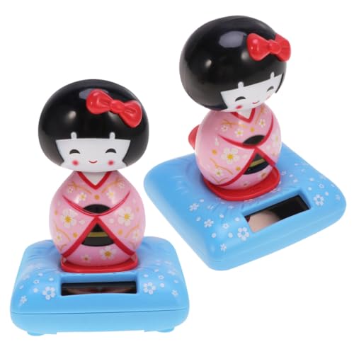 KOMBIUDA 2stücke Kimono Puppe Shaking Head Auto Dekoration Japanische Kimono Figurinen Robuste Kunststoff Statues Für Wohn Und Auto-Dekoration Solarbetriebene Wackelnde Ornamente von KOMBIUDA