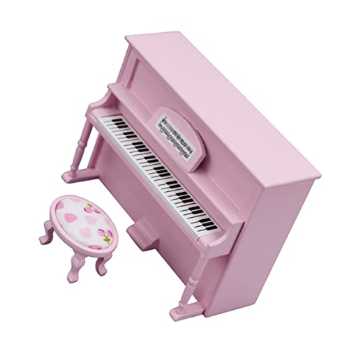KOMBIUDA 2st Mikroszenenverzierungen Miniatur-klaviermodell Kleines Klaviermodell Miniaturklavierspielzeug Modell Kleiner Klavierhocker Miniatur-klavierornament Mikropiano-Modell Rosa Holz von KOMBIUDA