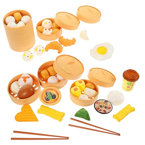 KOMBIUDA 3 Dampfbrötchen-Set Chinesisches Frühstücksspielzeug Dampfbrötchen Spielzeug Essen Vorgeben Essen Im Puppenhaus Gedämpfte Brötchen Kind Plastik Kochutensilien Lebensmittel von KOMBIUDA