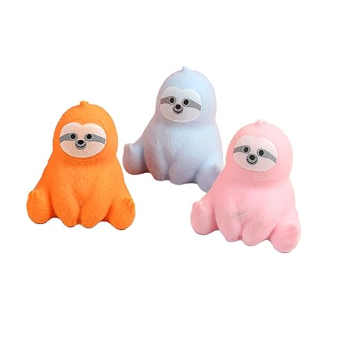 KOMBIUDA 3 STÜCKE Teiliges Stressabbau Dehnbarem Formstabilem Faultier Design Beruhigendes Squeeze Erwachsene und Party Farben Zufällig Zufällige Farbe Zufällige Farbe von KOMBIUDA