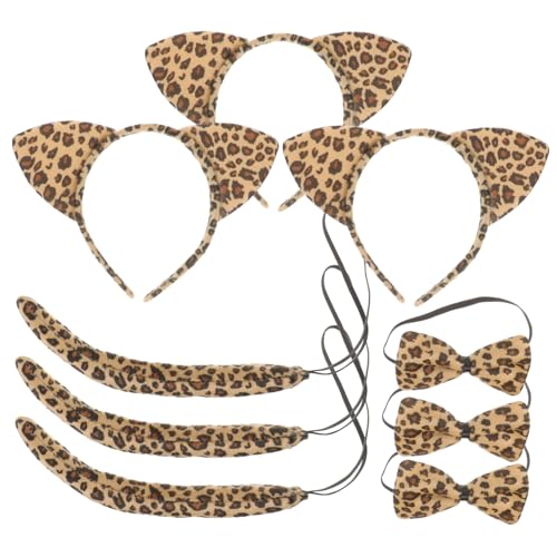 KOMBIUDA 3 Sätze Katzenohren Kostüm Set für Teiliges Set mit Haarreif Fliege und für Cosplay Halloween Karneval und Kostümpartys Gelb mit Leopardenmuster KOMBIUDA 3 Sätze Katzenohren Kostüm Set für Teiliges Set mit Haarreif Fliege und für Cosplay Halloween Karneval und Kostümpartys Gelb mit Leopardenmuster von KOMBIUDA