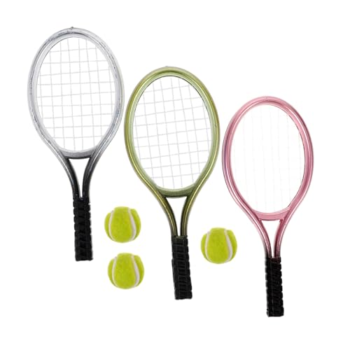 KOMBIUDA 3-teiliges Mini-tennisschläger-Set Für Puppenhaus- Realistisches Miniatur-tenniszubehör von KOMBIUDA