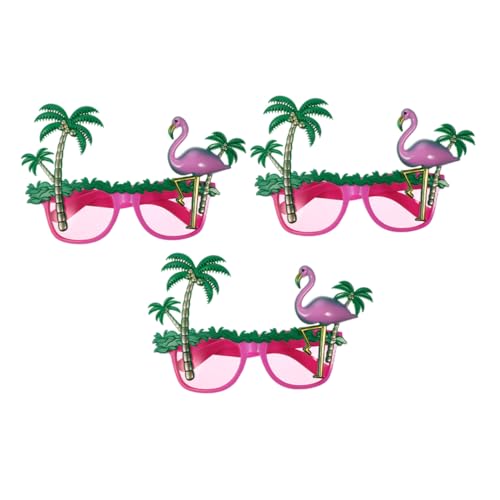 KOMBIUDA 3 Stück Hawaii Party Sonnenbrillen Flamingo Kokosnussbaum Design Uv Schutz Leicht Sommer Luau Foto Booth Requisiten Strand Pool Party Zubehör von KOMBIUDA
