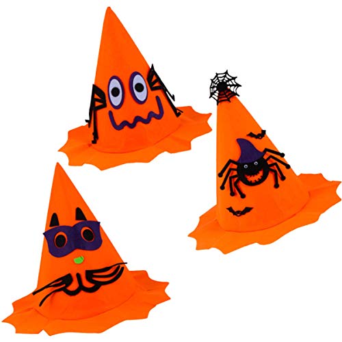 KOMBIUDA 3 Stück Hexenhaarschmuck Hexenhut Hexenkostüm Für Damen Party Halloweenkostüm Halloween-zaubererhut Halloween-cosplay-zubehör Halloween-requisiten Vlies Orange von KOMBIUDA