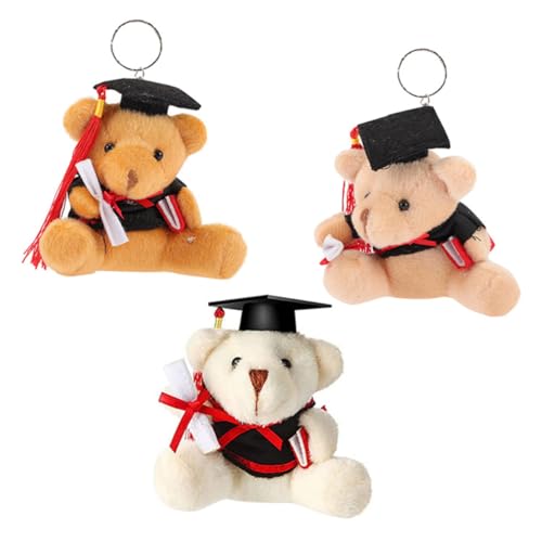 KOMBIUDA 3 Stück Kleine Bärenpuppe Abschluss Ausgestopfter Bär Zarter Ausgestopfter Bär Weiche, Flauschige Puppe Abschlussbären Bärengeschenkpuppe Abschlussbär- Plüsch von KOMBIUDA