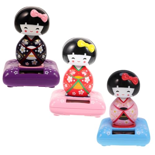 KOMBIUDA 3 Stück Kopfschüttelnde Kimono-Puppenfigur wackelpuppe car Decoration kleine Kimono-Puppenfigur Auto-Kimono-Puppenstatuen Kimono-Puppenornament aus Kunststoff Plastik von KOMBIUDA