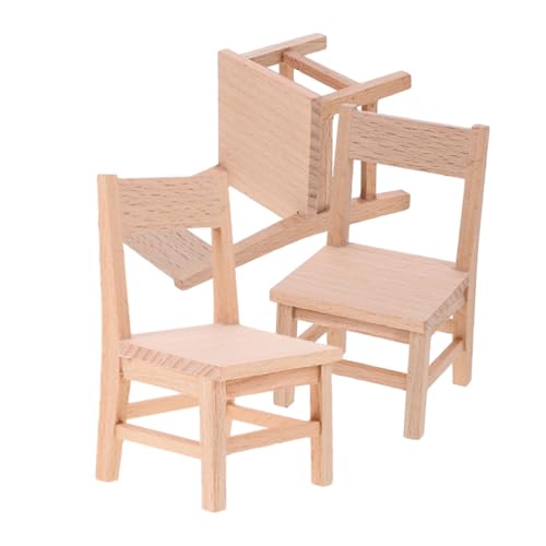 KOMBIUDA 3 Stück Miniatur Holzstühle Puppenstuhl Miniaturmöbel für Puppenhaus Stabile Holzmöbel Detailgetreues Design Vielseitig für DIY Dekoration und Kreatives Spiel von KOMBIUDA