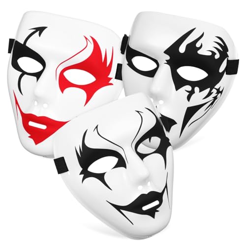 KOMBIUDA 3 Stück PVC Halloween Party Masken Verstellbar mit Elastischem Band Langlebige Street Dance Cosplay Masken Gruselige Dekoration für Maskenball und Kostümpartys KOMBIUDA 3 Stück PVC Halloween Party Masken Verstellbar mit Elastischem Band Langlebige Street Dance Cosplay Masken Gruselige Dekoration für Maskenball und Kostümpartys von KOMBIUDA