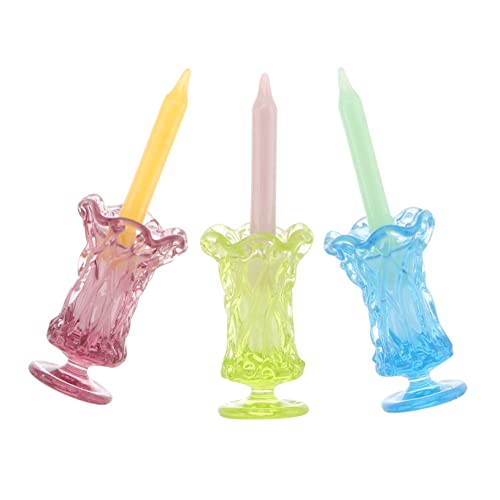 KOMBIUDA 3 Stück Puppenhaus Kerzenbecher Spielzeughaus Puppenmöbel Mini Mini Lebensmittelspielzeug Ornamente Zum Basteln Kerzenständer Puppenhausmöbel Miniatur Ornament Mini von KOMBIUDA