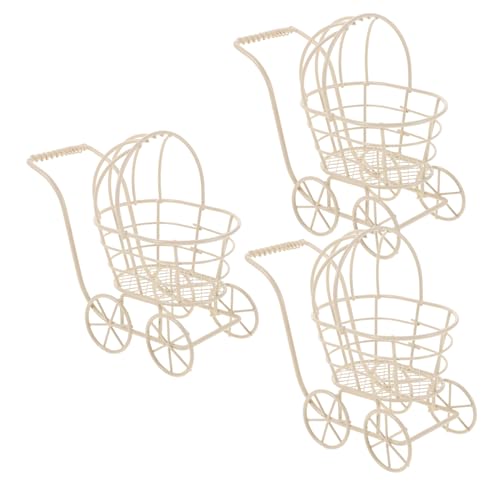 KOMBIUDA 3 Stück Puppenhausmöbel Aus Metall Dekorationsspielzeug Puppenstuben Mädchen – Mini Wohnornamente Spielhaus Kinderwagen Haus Kunstdekoration Requisiten Für Eisenwagen von KOMBIUDA