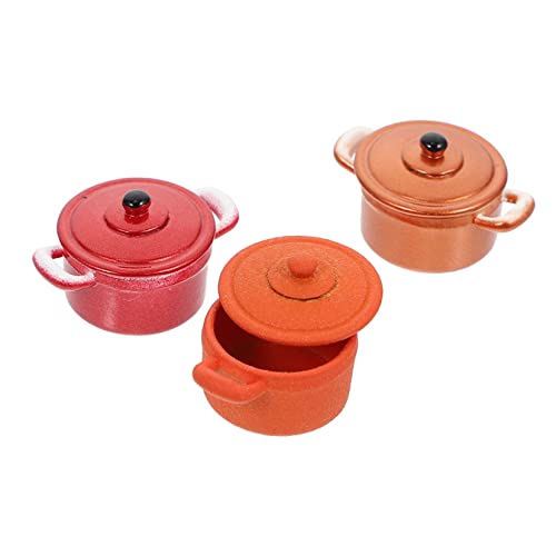 KOMBIUDA 3 Stück Puppenhaustopf Kinderspielzeug Kleines Kleines Winzige Häuser Puppenhauszubehör Winzige Häuser Mini Kochgeschirr Dekore Mini Ornamente Kochtopf Für Mini von KOMBIUDA