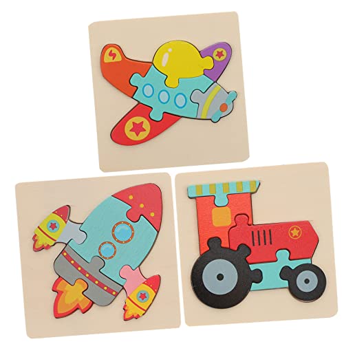 KOMBIUDA 3 Stück Puzzle Frühpädagogisches Kinderhandwerk Rätsel für DIY -Holzrätsel hölzern von KOMBIUDA